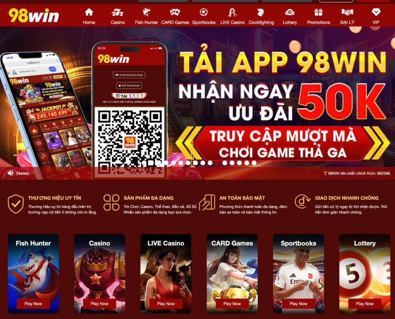 Giao diện bắt mắt của 98Win